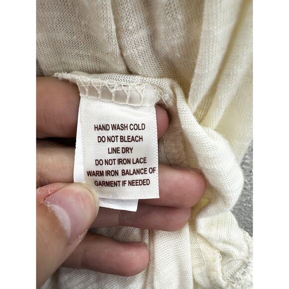 Bella Dee Jour Womens Blouse Size Large Cream Long Sleeve Lace Back V-Neck - Picture 5 of 10